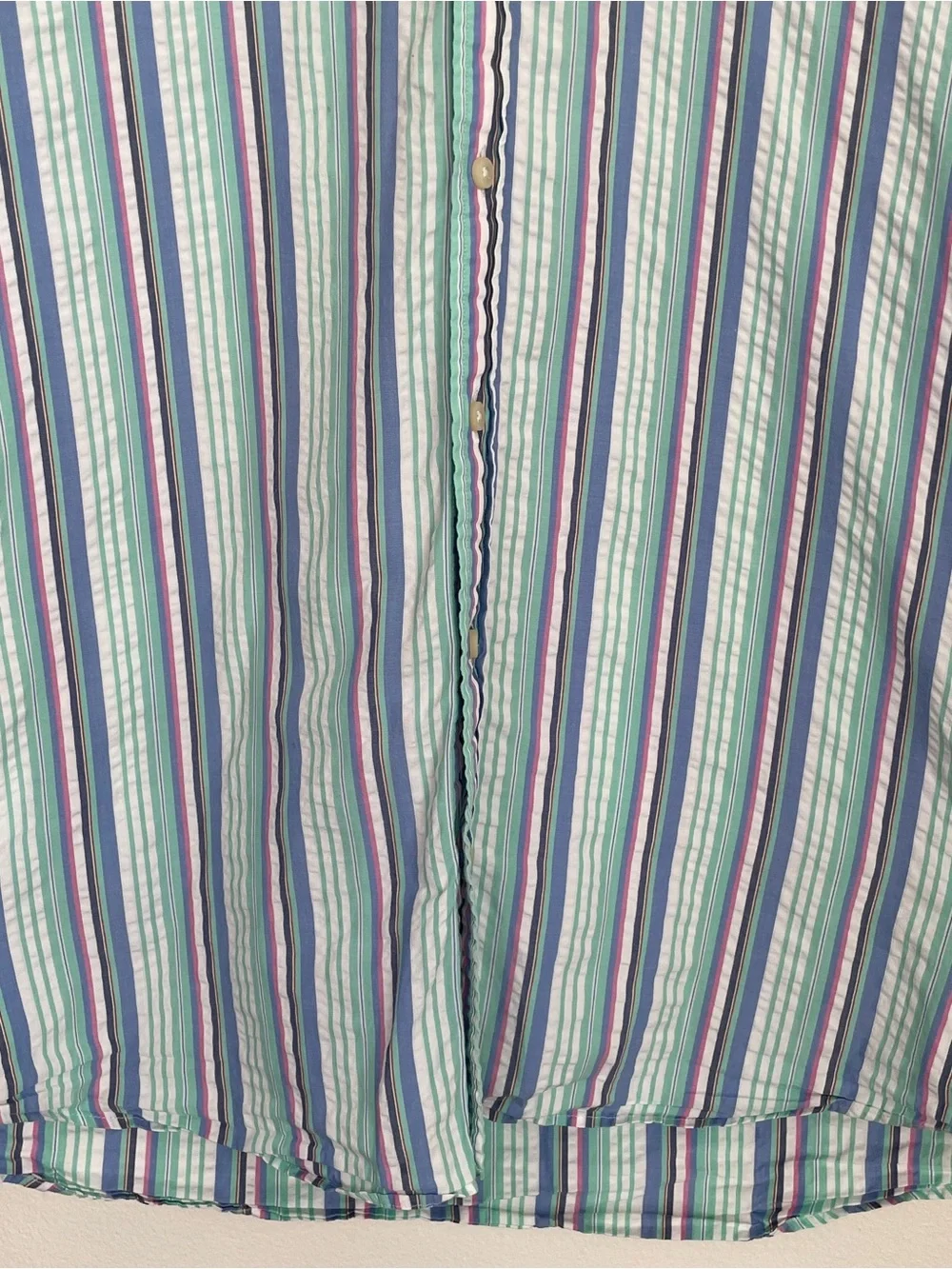 Polo Ralph Lauren RL Prepster Seersucker Stripe Button Down Shirt Short Sleeve M
